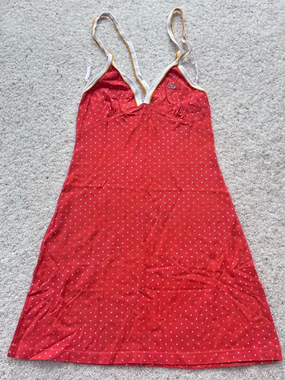 Lacoste orange Polka Dot Slip Dress with Contrast Trim